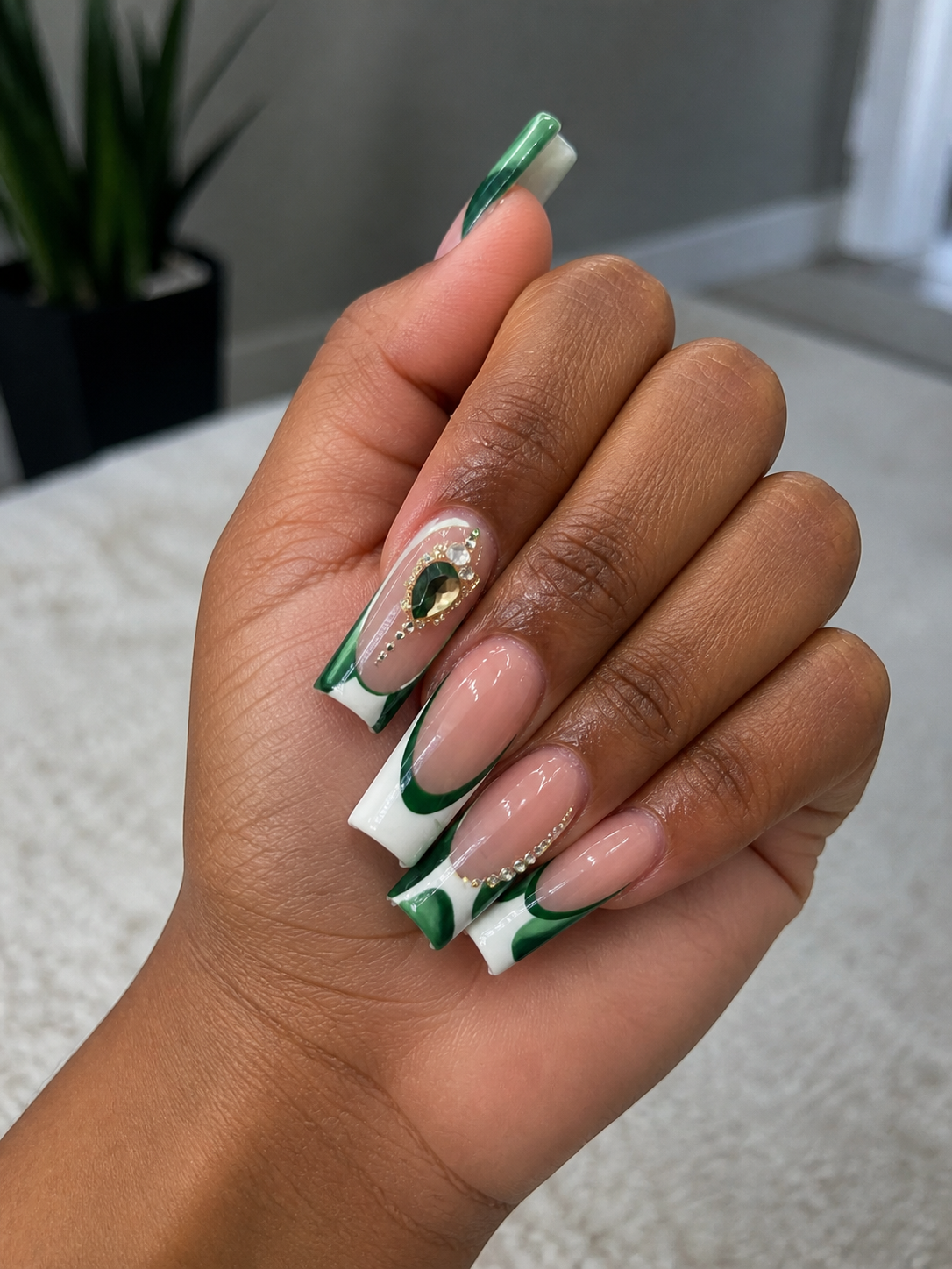 Detailed manicure on hands