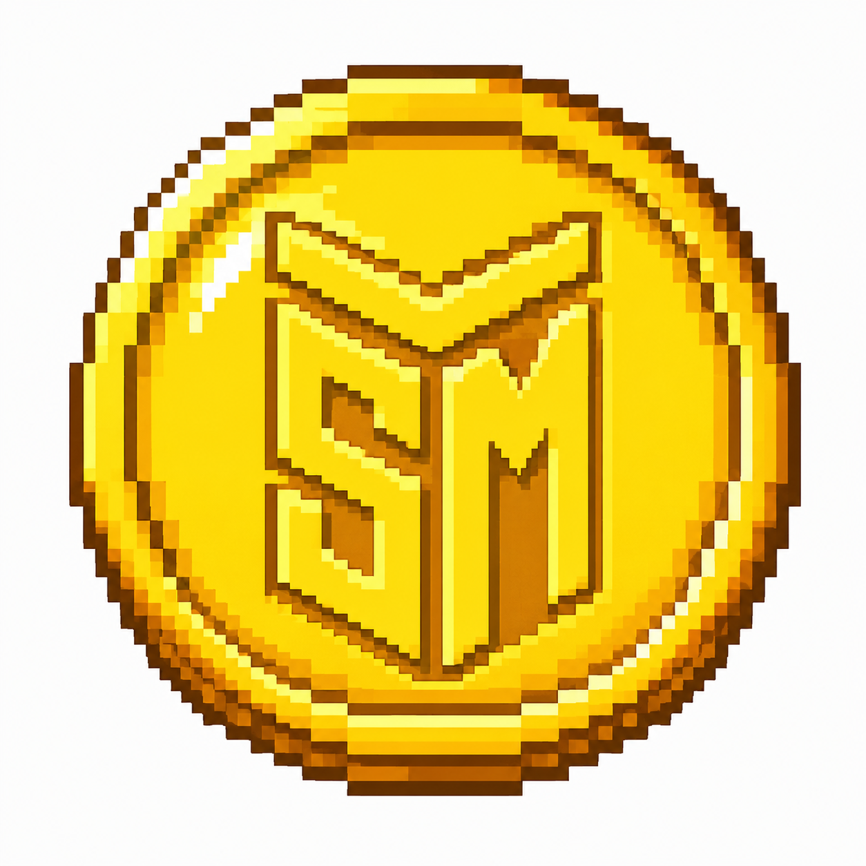 One Token sticker featuring a pixelated gold SM coin