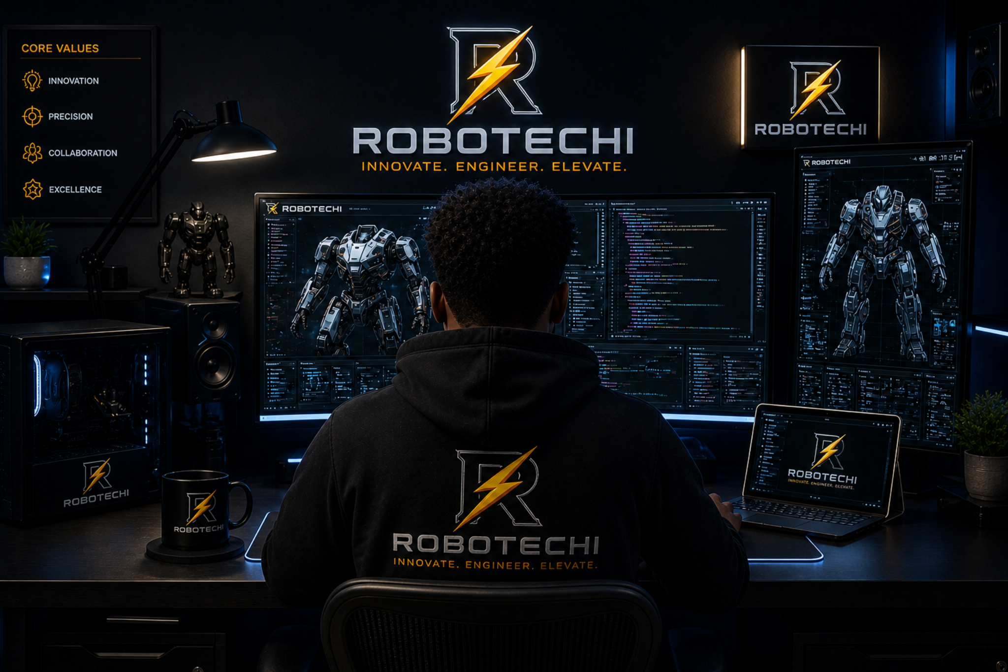 RoboTechi branded coding workspace